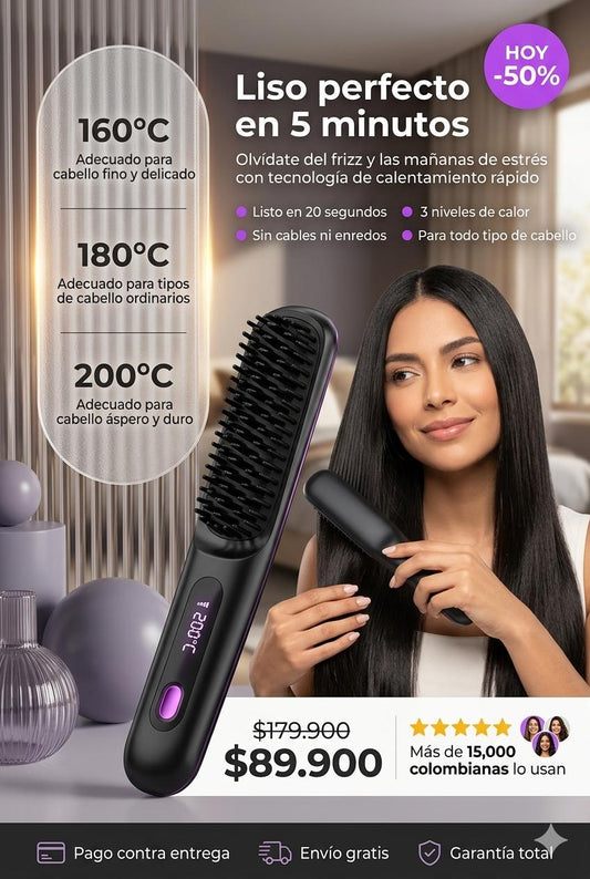 *Cepillo Alisador Kit + Pinzas y Peine*