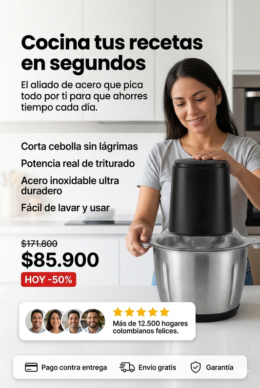 Molino Picadora Eléctrico 2 Litros Acero